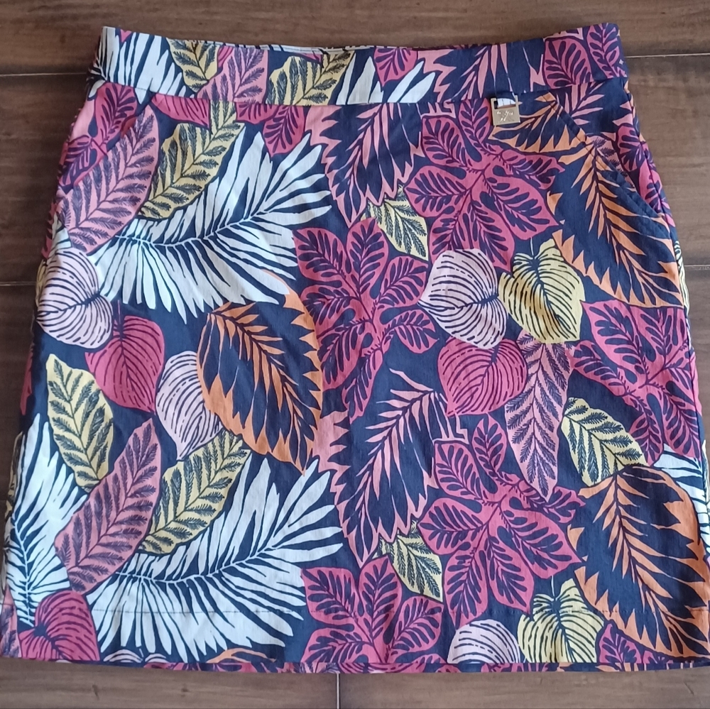 Rafaella tropical print colorfull wonens skirt sz S strechy travel tennis Cruise